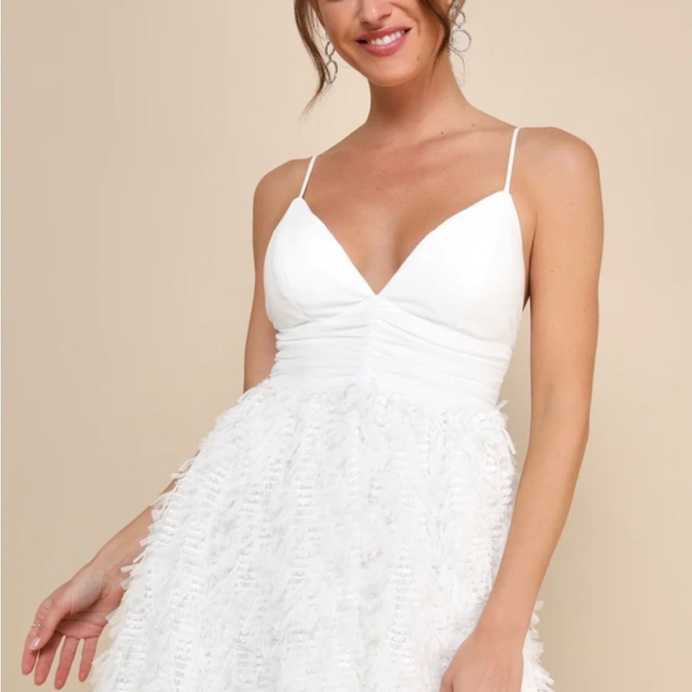 Radiant Perception White Mesh Textured Sleeveless Mini Dress Lulus small - Picture 2 of 4